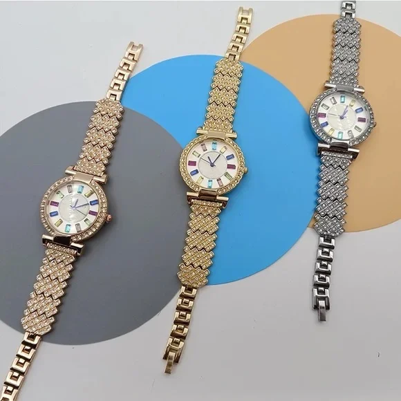 NEW Ladies Rainbow Dial Bling Sparkly Watch- Silver Tone - Picture 6 of 6